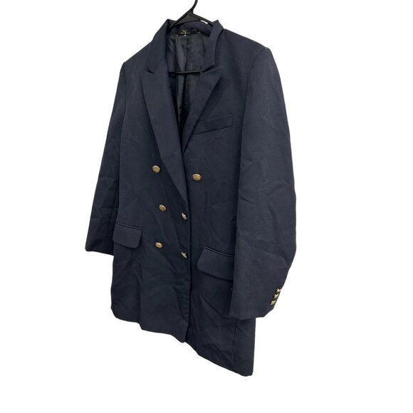 Vintage Marks & Spencer Navy Blazer With Gold Buttons Womens Long Fit Size 10 - Picture 3 of 8